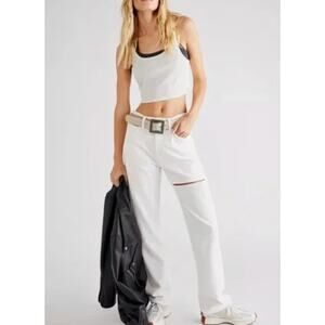 Agolde Lana Mid Rise Vintage Straight Organic Cotton Baggy Jeans White Size 32